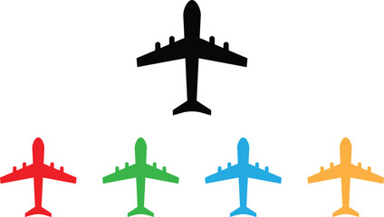 Poster - airplane icon set in different colors . air transport symbol . vector illustration