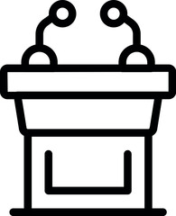 Poster - Simple icon of a podium tribune with microphones is representing public speaking, conferences, and giving a speech
