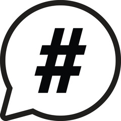 Poster - Hashtag icon in speech bubble isolated on white background . Hashtag icon vector