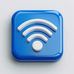 Glossy blue Wi-Fi symbol icon with a modern design on a light background

hite with Rounded Corners