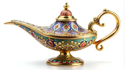 Aladdin magic lamp isolated on white