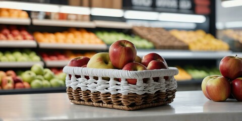 white plastic table with a woven tray filled with fres background