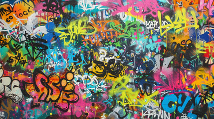 Wall Mural - A colorful graffiti wall with a variety of shapes and letters