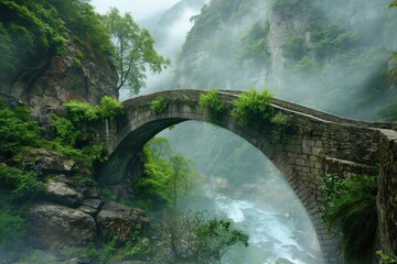 Poster - the bridge in the mountains