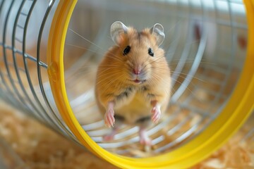 Wall Mural - a hamster in a hamster wheel