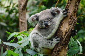 Wall Mural - a koala sleeping in a tree