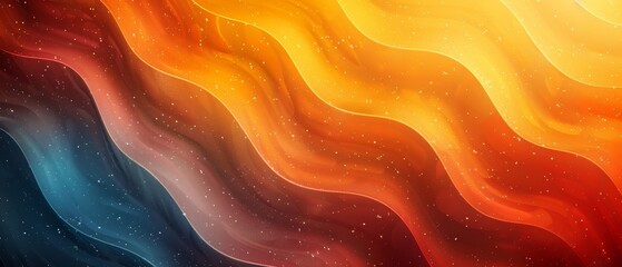 Wall Mural - A colorful, wavy background with a blue and orange stripe