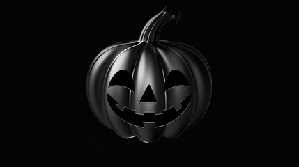 Wall Mural - All black Halloween Jack o lantern pumpkin on black