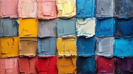 Poster - Abstract Oil Painting With Vivid Colors and Square Shapes