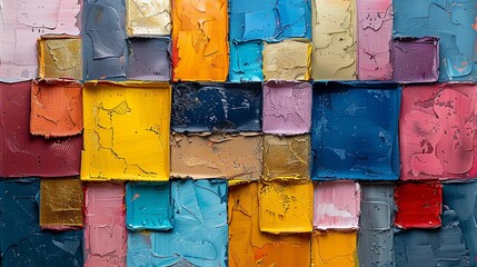 Poster - Abstract Oil Painting With Vivid Colors And A Gold Maple Leaf