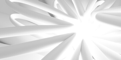 Poster - Abstract white swirling lines creating a bright light 3d render illustration