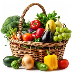 Wall Mural - A_wicker_basket_containing_diverse_organic_vegetables_and_fruits