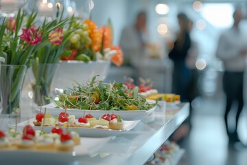 Wall Mural - A gluten-free and healthy organic vegetarian salad snack on the catering table during a corporate event