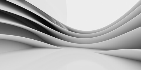 Poster - Abstract white curved lines interior design render 3d render illustration