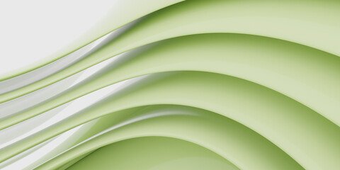 Wall Mural - Abstract green and white curved lines 3d render illustration