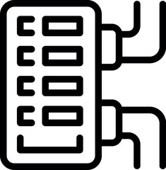 Poster - simple line icon of an electrical panel, featuring circuit breakers and power supply connections