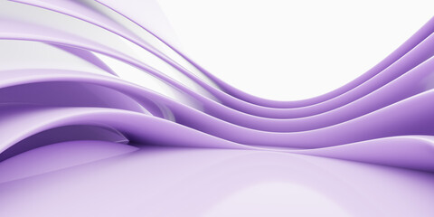 Poster - Abstract lavender purple 3d curved lines background 3d render illustration
