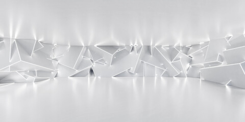 Poster - Abstract white geometric shapes 3d render illustration
