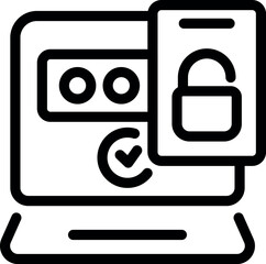 Poster - Laptop displaying successful two factor authentication process with password and smartphone