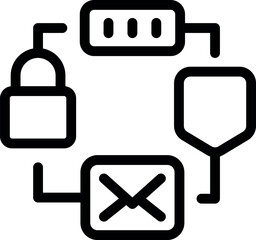 Poster - Simple outline icon of a secure data transfer process with a password and a lock