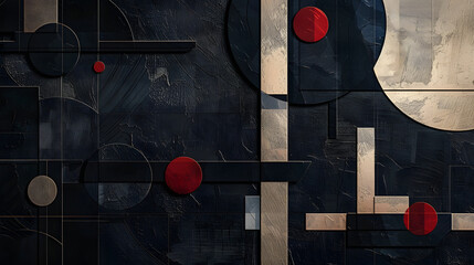 Wall Mural - Abstract suprematism art background with geometric shapes in dark tones