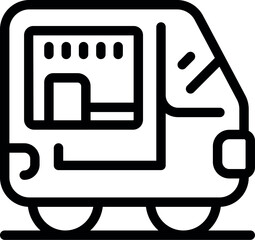 Poster - line icon of a food truck selling takeaway food, a street food concept