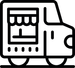 Wall Mural - Simple line icon of a food truck selling takeaway food on the street