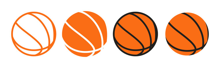 Wall Mural - Orange basketball ball icons. Set of basketball balls symbols.