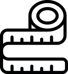 Poster - Black outline icon of a measuring tape, often used in tailoring, sewing, and diy projects for taking accurate measurements