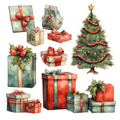 Poster - christmas tree with gifts