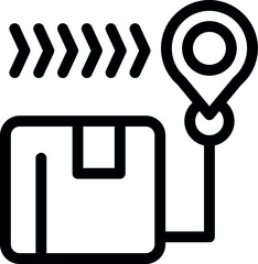 Poster - Simple line icon of a package being delivered to a location marked on a map