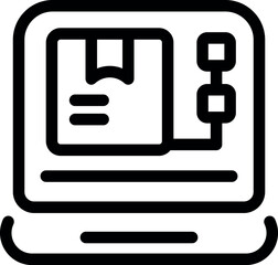 Poster - Online parcel tracking system showing a cardboard box on a laptop screen, representing logistics and delivery