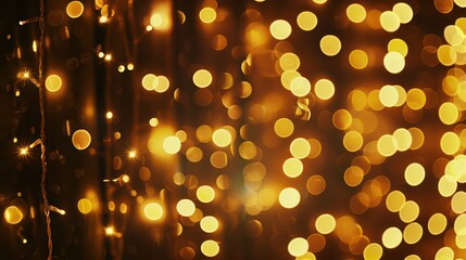 Warm glowing bokeh lights with golden hues, perfect for festive use.