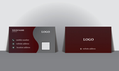 smart modern visiting card with creative design. maroon color and light grey color gradient business