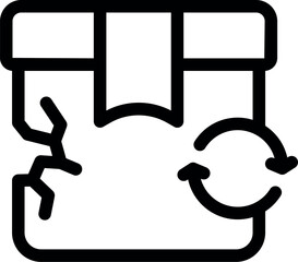 Poster - Line icon of a damaged cardboard box with a returning arrows symbol, representing a return shipment