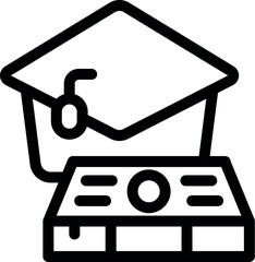 Poster - Illustration featuring a graduation cap resting on a book, representing the successful completion of studies