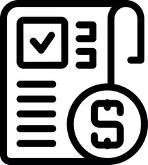 Poster - Black and white icon of a financial report with a check mark, representing successful accounting