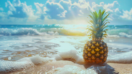 Wall Mural - Pineapple vibes on the beach!