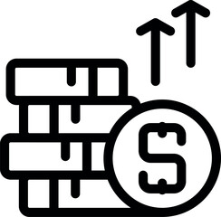 Poster - Stack of coins is rapidly increasing in value, as indicated by the upward arrows