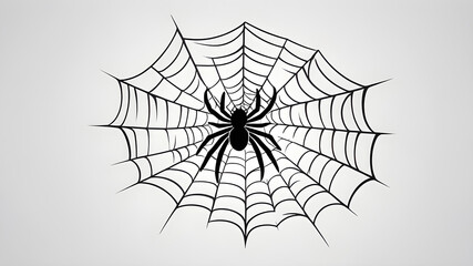 Spider web logo icon on white background, Generative AI