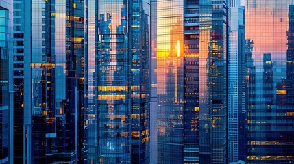 Poster - Cityscape Reflections at Sunset