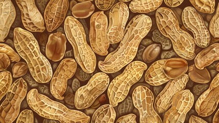 Poster - Textured background of shelled and unshelled peanuts