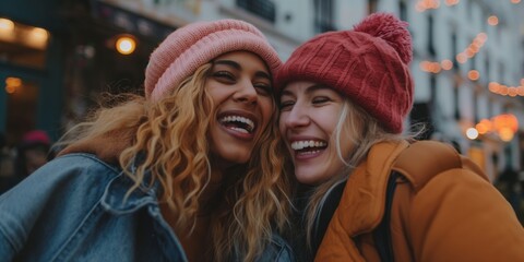 Sticker - Carefree girlfriends enjoy a playful day outdoors, capturing their happy moments in the park.