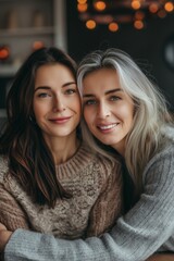 Sticker - Sisters hugging and smiling together, highlighting their affectionate family bond.