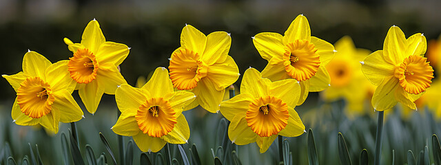 Poster - Vibrant Yellow Daffodils in Bloom During Springtime in a Sunny Garden