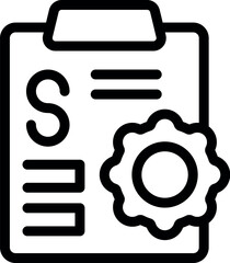 Poster - Line icon of a clipboard with a strategy and a gear, representing the concept of strategic settings