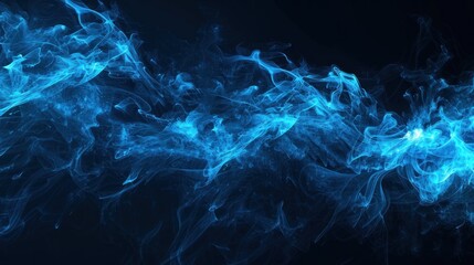 Wall Mural - Light neon blue smoke color on dark background. AI generated