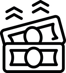Poster - Line icon of an open wallet with money increasing, representing financial growth and business success
