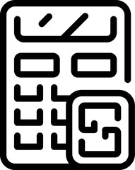 Poster - Black and white icon of a calculator with the number 55 on the screen
