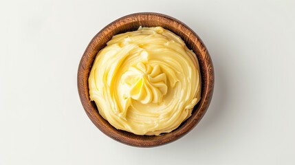 Wall Mural - Top view of pastry cream in white bowl